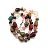 Natural Stone Necklace Beaded Tiger Eye Agate Lapis Lazuli Abacus Beads Jewelry