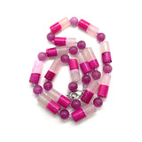 Natural Stone Necklace Cylindrical Agate Two-color Polished Round Bead