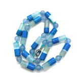 Natural Stone Necklace Cylindrical Agate Two-color Polished Round Bead