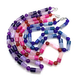 Natural Stone Necklace Cylindrical Agate Two-color Polished Round Bead