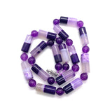 Natural Stone Necklace Cylindrical Agate Two-color Polished Round Bead