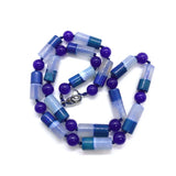 Natural Stone Necklace Cylindrical Agate Two-color Polished Round Bead