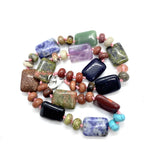 Natural Stone Necklace Rectangle Red Agate Malachite Jewelry for Women