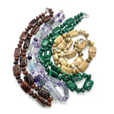 Natural Stone Necklace Rectangle Red Agate Malachite Jewelry for Women