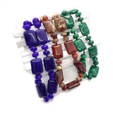 Natural Stone Necklace Rectangle Red Agate Malachite Jewelry for Women