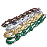 Natural Stone Necklace Rectangle Red Agate Malachite Jewelry for Women