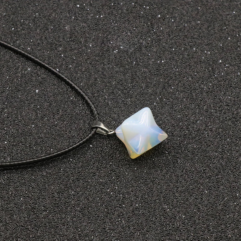 Stone Necklace Rose Quartz Green Aventurine Yellow Jade Agate Pendants Chain