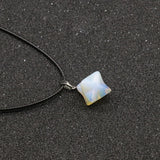 Stone Necklace Rose Quartz Green Aventurine Yellow Jade Agate Pendants Chain