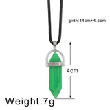 Natural Stone Necklace Hexagon Column Quartz Pendant