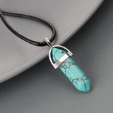 Natural Stone Necklace Hexagon Column Quartz Pendant