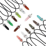 Natural Stone Necklace Hexagon Column Quartz Pendant