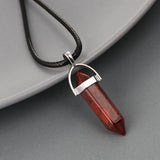Natural Stone Necklace Hexagon Column Quartz Pendant