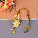 Vintage Natural Stone Yellow Flower Pendant Necklace Choker