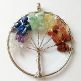 Rainbow Chakra Tree Of Life Pendant Necklace