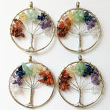 Rainbow Chakra Tree Of Life Pendant Necklace