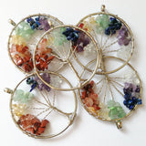 Rainbow Chakra Tree Of Life Pendant Necklace