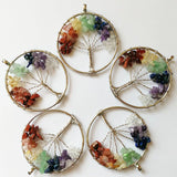 Rainbow Chakra Tree Of Life Pendant Necklace