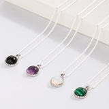 Natural Stone Pendant Necklace 925 Sterling Silver