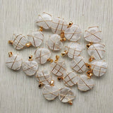 Natural Stone Copper Wire Wrap Heart Pendants 20mm 12pcs