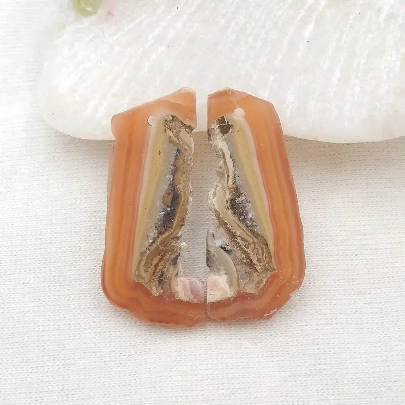 Argentine Rhodochrosite Nugget Earrings 31x13mm