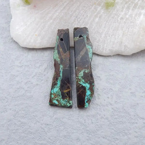 Natural Stone Nugget Turquoise Earrings Beads 34x10x3mm 3g