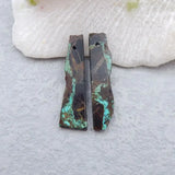 Natural Stone Nugget Turquoise Earrings Beads 34x10x3mm 3g