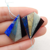 Natural Stone Intarsia Earrings 35x27x5mm 10g