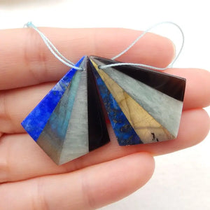 Natural Stone Intarsia Earrings 35x27x5mm 10g