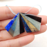 Natural Stone Intarsia Earrings 35x27x5mm 10g