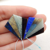 Natural Stone Intarsia Earrings 35x27x5mm 10g
