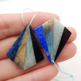 Natural Stone Intarsia Earrings 35x27x5mm 10g