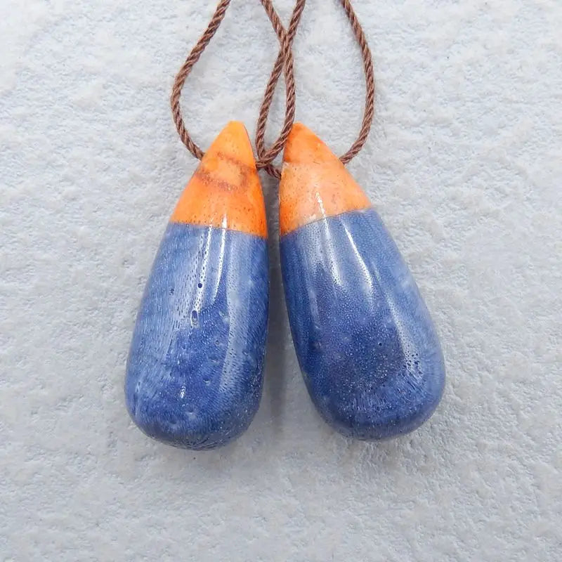 Orange Coral Natural Stone Earrings 31x13mm