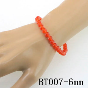 Orange Jades 6-12mm Round Bead Bracelet Natural Stone Gems