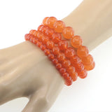 Orange Jades 6-12mm Round Bead Bracelet Natural Stone Gems