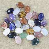 Natural Stone Oval 13x18MM Section Face Cut Pendants 12pcs
