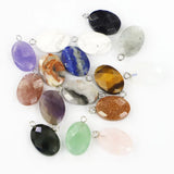 Natural Stone Oval 13x18MM Section Face Cut Pendants 12pcs