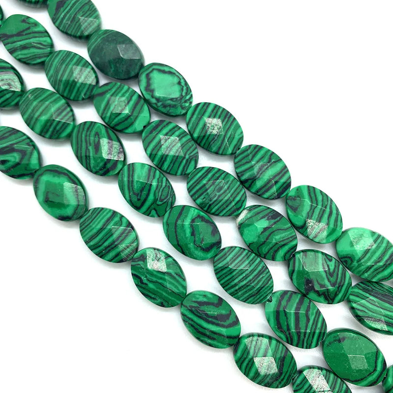 10x14mm Amethyst Malachite Faceted Natural Stone Oval Beads