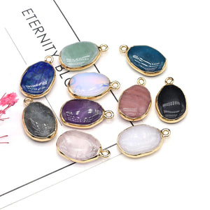 Oval Pendant Crystals Rose Quartz Amethyst for Jewelry Making DIY 4PC