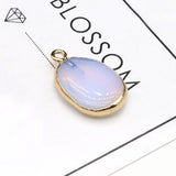 Oval Pendant Crystals Rose Quartz Amethyst for Jewelry Making DIY 4PC
