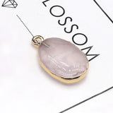Oval Pendant Crystals Rose Quartz Amethyst for Jewelry Making DIY 4PC
