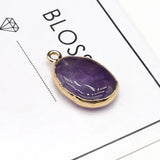 Oval Pendant Crystals Rose Quartz Amethyst for Jewelry Making DIY 4PC