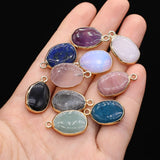 Oval Pendant Crystals Rose Quartz Amethyst for Jewelry Making DIY 4PC