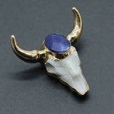 Natural Stone Ox Head Pendant Plated Druzy Agate Amethyst for Jewelry Making