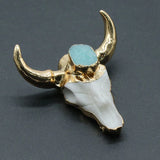 Natural Stone Ox Head Pendant Plated Druzy Agate Amethyst for Jewelry Making