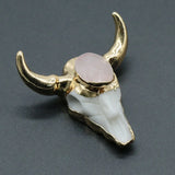 Natural Stone Ox Head Pendant Plated Druzy Agate Amethyst for Jewelry Making