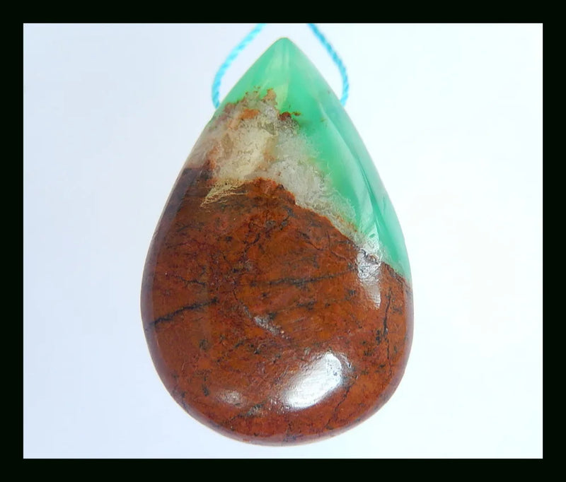 Natural Stone Chrysoprase Necklace Pendant 29x19x11mm