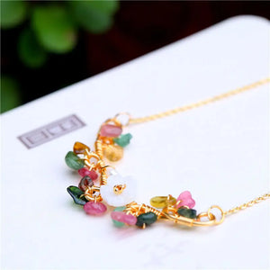 Natural Stone Pearls Tourmaline Choker Necklace Women