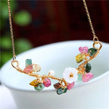 Natural Stone Pearls Tourmaline Choker Necklace Women