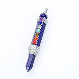 Natural Stone Pencil Point Pendulum Dowsing Beads Chain 7 Chakra Wand Pendant