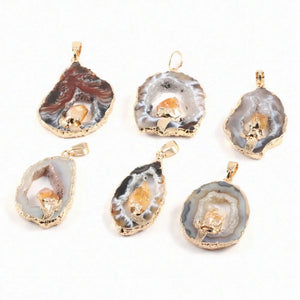 Stone Pendant Agates Citrines Necklace Charms for DIY